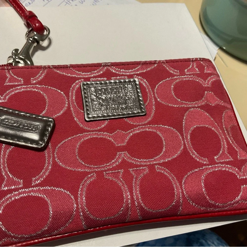 Coach Poppy Ruby Red and Silver Wristlet. - Picture 11 of 12